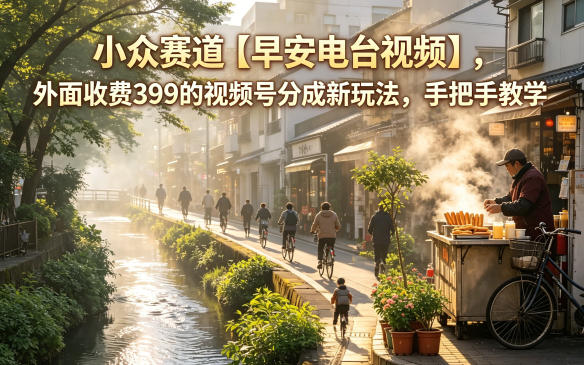 小众赛道【早安电台视频】，外面收费399的视频号分成新玩法，手把手教学|小鸡网赚博客