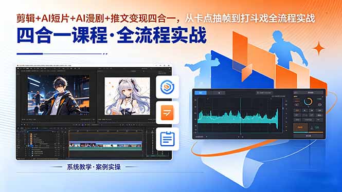 剪辑+AI短片+AI漫剧+推文变现四合一，从卡点抽帧到打斗戏全流程实战|小鸡网赚博客