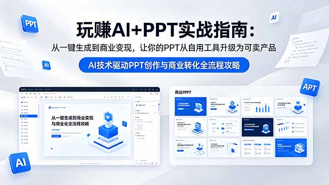 玩赚AI+PPT实战指南-更新5月13：从一键生成到商业变现，让你的PPT从自用工具升级为可卖产品|小鸡网赚博客