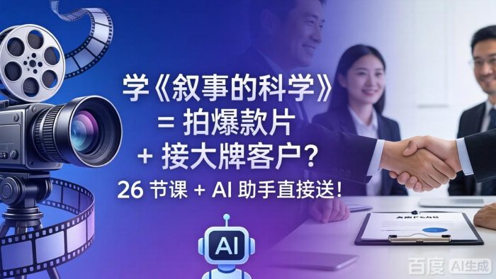 学《叙事的科学》= 拍爆款片 + 接大牌客户？26 节课 + AI 助手直接送！|小鸡网赚博客