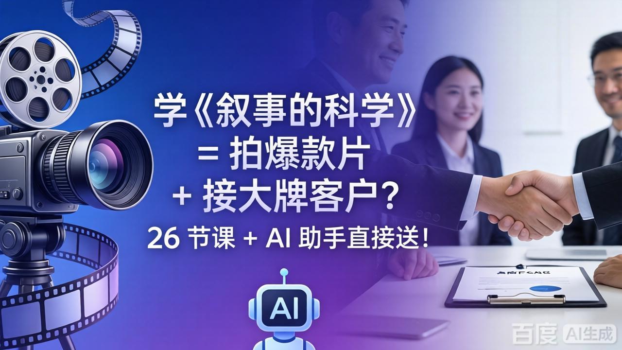 学《叙事的科学》= 拍爆款片 + 接大牌客户？26 节课 + AI 助手直接送！|小鸡网赚博客