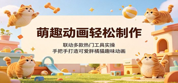 萌趣动画轻松制作,联动多款热门工具实操,手把手打造可爱胖橘猫趣味动画|小鸡网赚博客