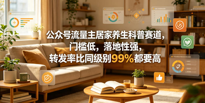 公众号流量主居家养生科普赛道，门槛低，落地性强，转发率比同级别99％都要高|小鸡网赚博客