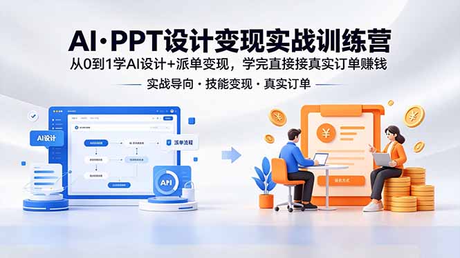 AI·PPT设计变现实战训练营，从0到1学AI设计+派单变现，学完直接接真实订单赚钱|小鸡网赚博客