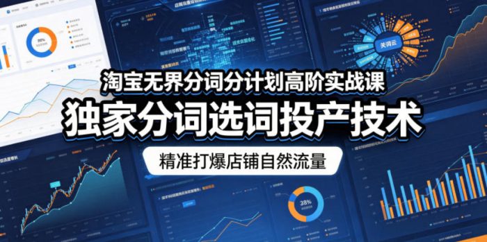 淘宝无界分词分计划高阶实战课，独家分词选词投产技术，精准打爆店铺自然流量|小鸡网赚博客
