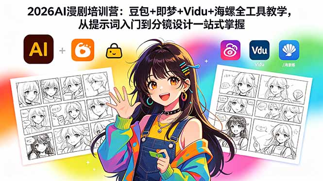 2026AI漫剧培训营：豆包+即梦+Vidu+海螺全工具教学，从提示词入门到分镜设计一站式掌握|小鸡网赚博客