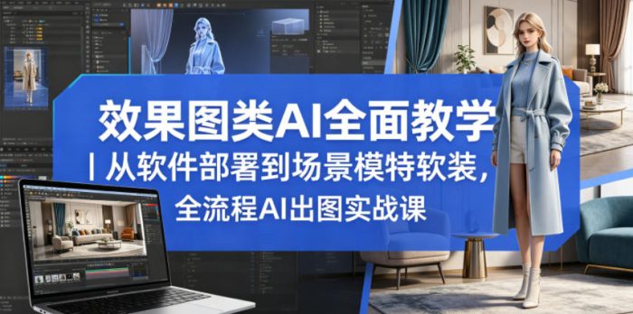 效果图类AI全面教学｜从软件部署到场景模特软装，全流程AI出图实战课|小鸡网赚博客