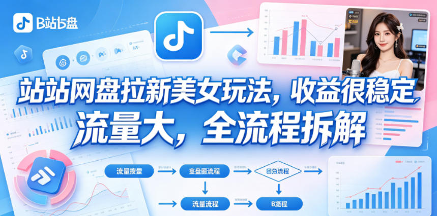 B站网盘拉新美女玩法，收益很稳定，流量大，全流程拆解|小鸡网赚博客
