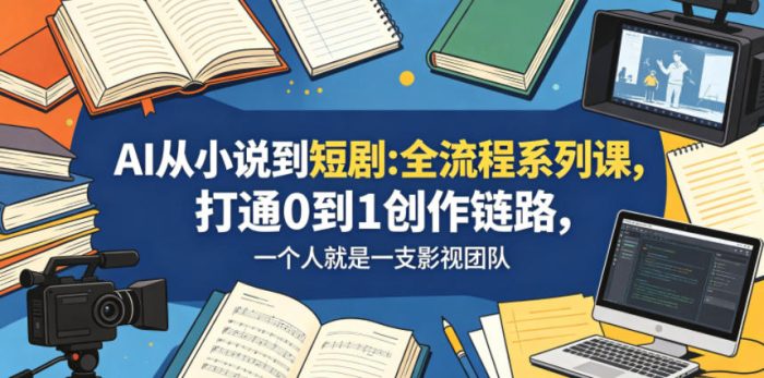 AI从小说到短剧全流程系列课，打通0到1创作链路，一个人就是一支影视团队|小鸡网赚博客