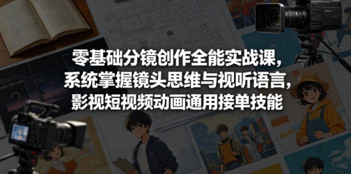 零基础分镜创作全能实战课,系统掌握镜头思维与视听语言,影视短视频动画通用接单技能|小鸡网赚博客