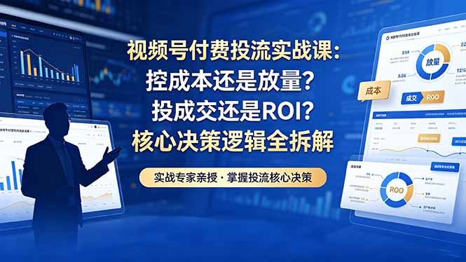 视频号付费投流实战课-5月:控成本还是放量?投成交还是ROI?核心决策逻辑全拆解|小鸡网赚博客