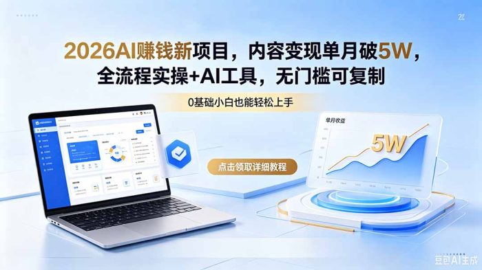 2026AI赚钱新项目，内容变现单月破5W，全流程实操+AI工具，无门槛可复制|小鸡网赚博客