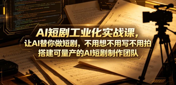 AI短剧工业化实战课,让AI替你做短剧,不用想不用写不用拍,搭建可量产的AI短剧制作团队|小鸡网赚博客