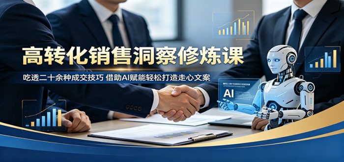 高转化销售洞察修炼课：吃透二十余种成交技巧，借助AI赋能轻松打造走心文案|小鸡网赚博客