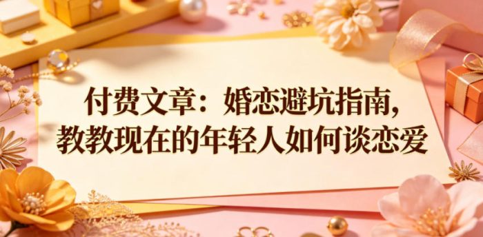 付费文章：婚恋避坑指南，教教现在的年轻人如何谈恋爱|小鸡网赚博客