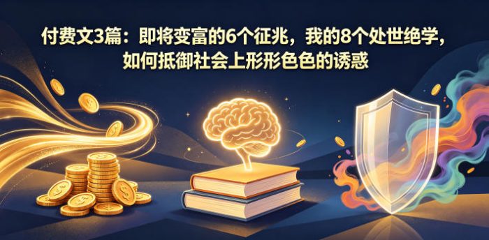 付费文3篇：即将变富的6个征兆，我的8个处世绝学，如何抵御社会上形形色色的诱惑|小鸡网赚博客