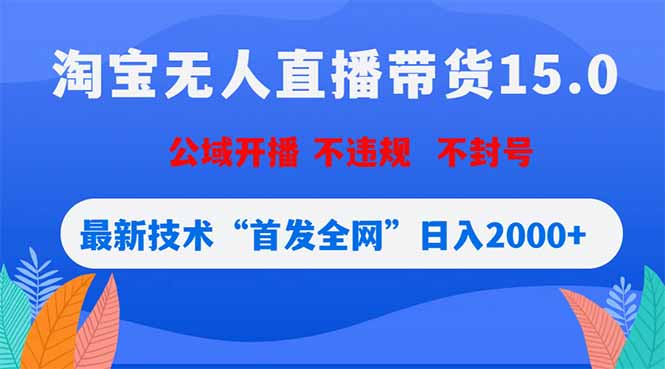 淘宝无人直播带货15.0，不封号，不违规，公域玩法，首发全网日入2000+|小鸡网赚博客