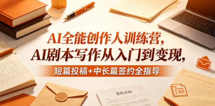 AI全能创作人训练营，AI剧本写作从入门到变现，短篇投稿+中长篇签约全指导|小鸡网赚博客