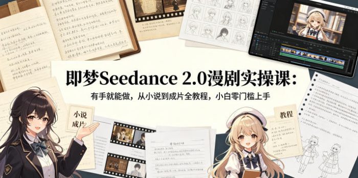 即梦Seedance 2.0漫剧实操课：有手就能做，从小说到成片全教程，小白零门槛上手|小鸡网赚博客