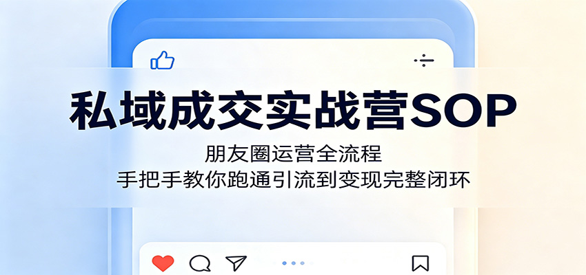 私域成交实战营SOP：朋友圈运营全流程，手把手教你跑通引流到变现完整闭环|小鸡网赚博客