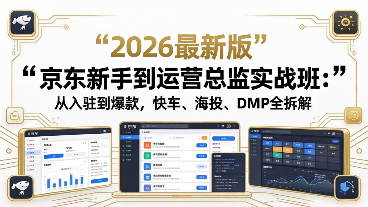 京东新手到运营总监实战班：从入驻到爆款，快车、海投、DMP全拆解，2026最新版|小鸡网赚博客