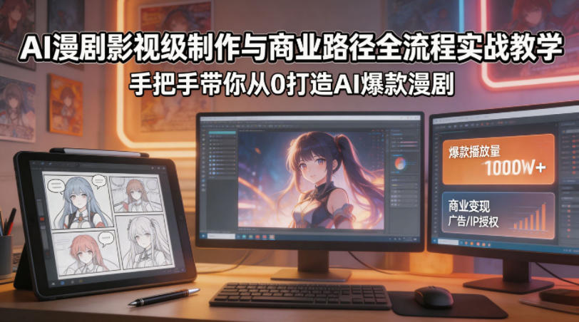 AI漫剧影视级制作与商业路径全流程实战教学，手带你从0打造AI爆款漫剧|小鸡网赚博客