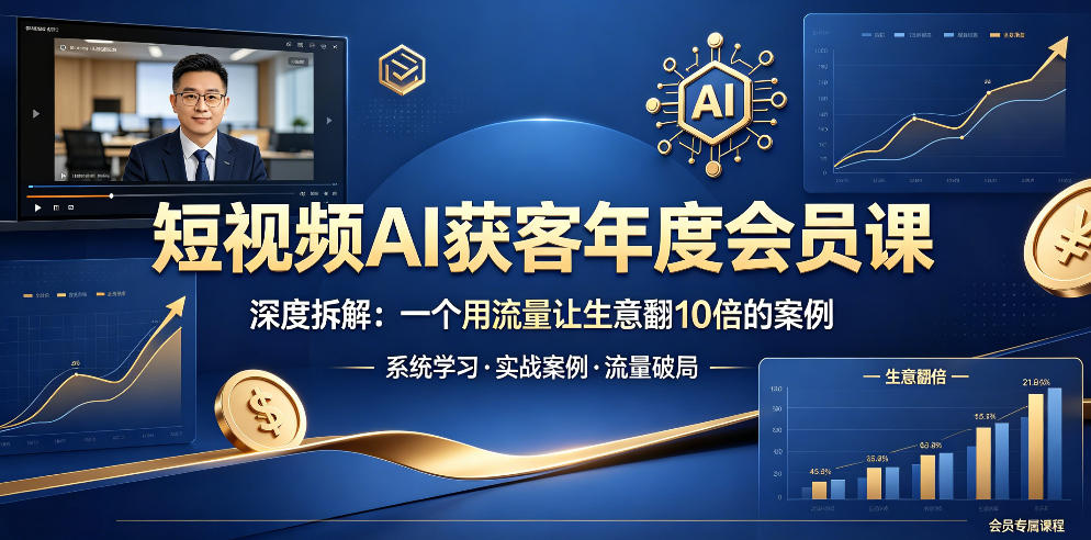 短视频AI获客年度会员课，深度拆解，一个用流量让生意翻10倍的案例|小鸡网赚博客