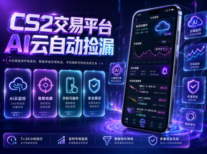 CS2交易平台AI云自动捡漏，多年稳定运行，无需手机，支持任何形式验证，日入300+【揭秘】|小鸡网赚博客