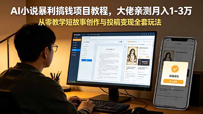 AI小说暴利搞钱项目教程，大佬亲测月入1-3万，从零教学短故事创作与投稿变现全套玩法|小鸡网赚博客