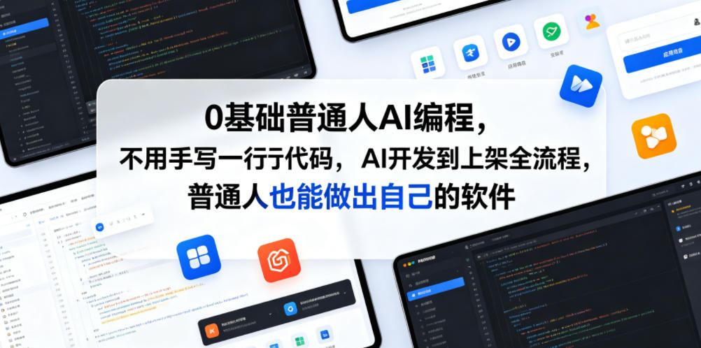 0基础普通人AI编程，不用手写一行代码，AI开发到上架全流程，普通人也能做出自己的软件|小鸡网赚博客