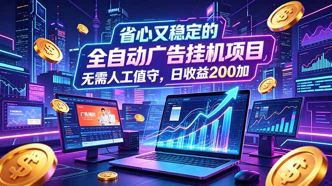 全自动广告挂机项目，全程无需人工值守。稳定创收每日收益200+|小鸡网赚博客
