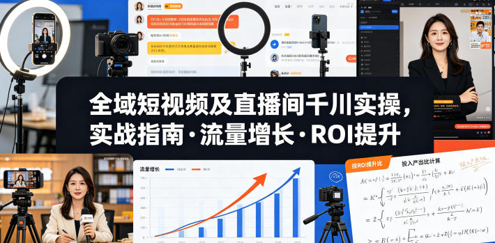 全域短视频及直播间千川实操，实战指南·流量增长·ROI提升(更新)|小鸡网赚博客
