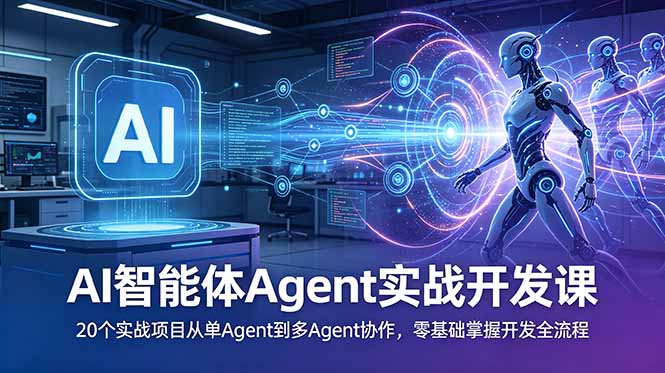 AI智能体Agent实战开发课：20个实战项目从单Agent到多Agent协作，零基础掌握开发全流程|小鸡网赚博客