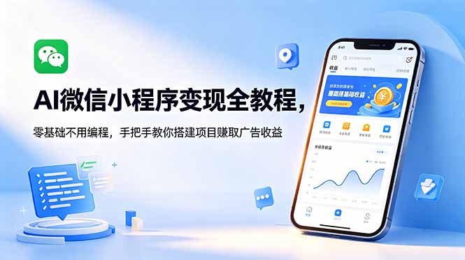 AI微信小程序变现全教程，零基础不用编程，手把手教你搭建项目赚取广告收益|小鸡网赚博客
