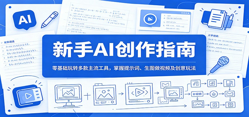 新手AI创作指南：零基础玩转多款主流工具，掌握提示词、生图做视频及创意玩法|小鸡网赚博客