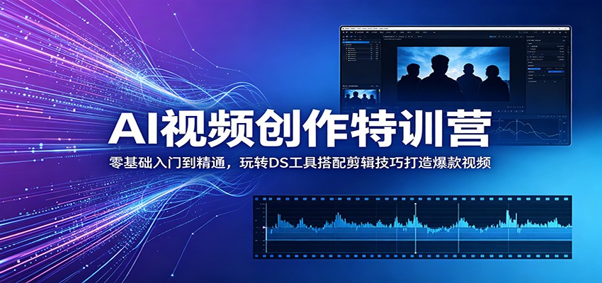 AI视频创作特训营：零基础入门到精通，玩转DS工具搭配剪辑技巧打造爆款视频|小鸡网赚博客
