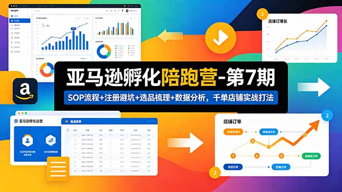 亚马逊孵化陪跑营-第7期：SOP流程+注册避坑+选品梳理+数据分析，千单店铺实战打法|小鸡网赚博客