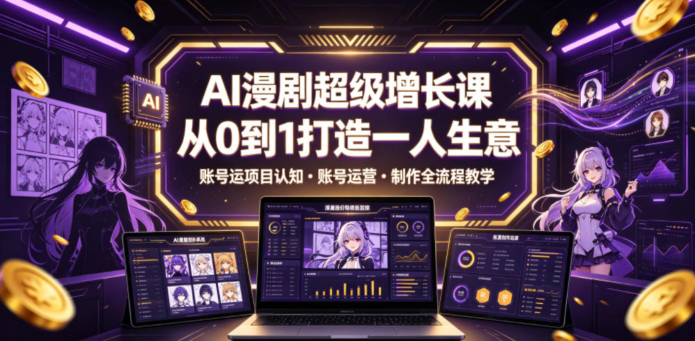 AI漫剧超级增长课，从0到1打造一人生意，项目认知・账号运营・制作全流程教学|小鸡网赚博客