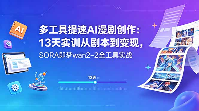多工具提速AI漫剧创作：13天实训从剧本到变现，SORA即梦wan2-2全工具实战|小鸡网赚博客