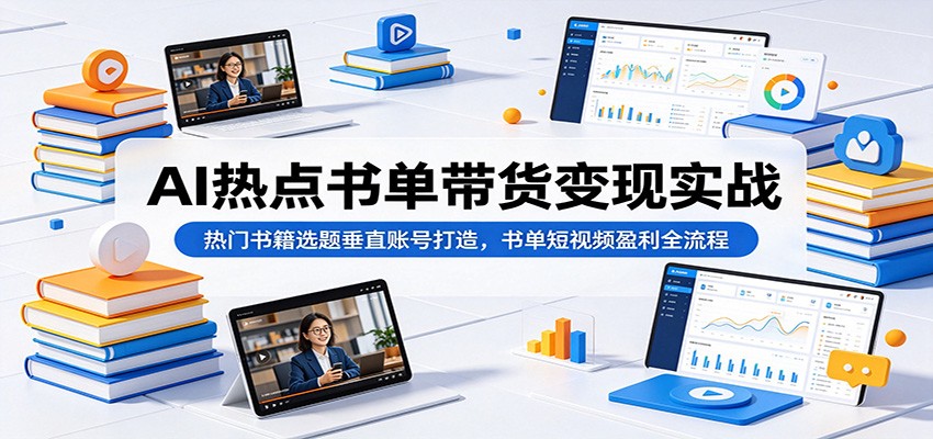 AI热点书单带货变现实战：热门书籍选题垂直账号打造，书单短视频盈利全流程|小鸡网赚博客