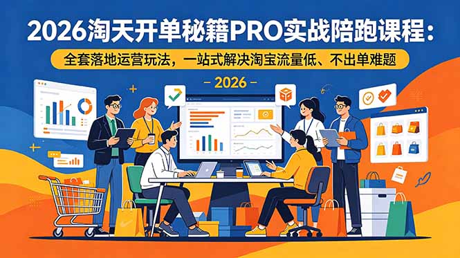 2026淘天开单秘籍PRO实战陪跑课程：全套落地运营玩法，一站式解决淘宝流量低、不出单难题|小鸡网赚博客