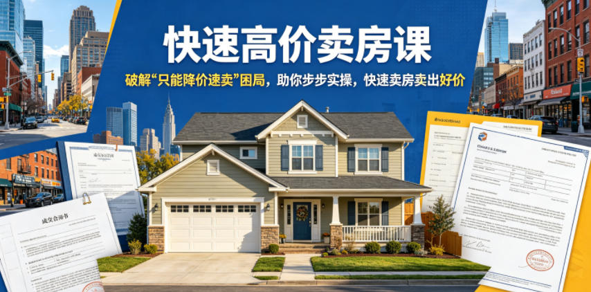 快速高价卖房课，破解“只能降价速卖”困局，助你步步实操，快速卖房卖出好价(更新2026)|小鸡网赚博客