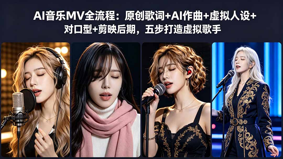 AI音乐MV全流程：原创歌词+AI作曲+虚拟人设+对口型+剪映后期，五步打造虚拟歌手|小鸡网赚博客