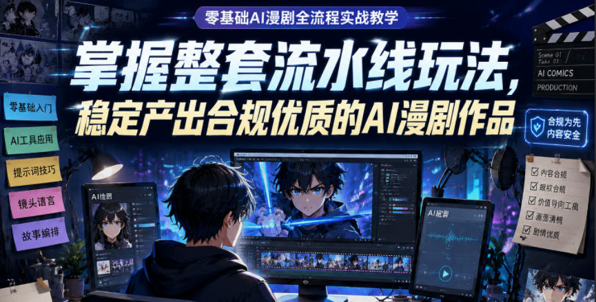 零基础AI漫剧全流程实战教学，掌握整套流水线玩法，稳定产出合规优质的AI漫剧作品|小鸡网赚博客