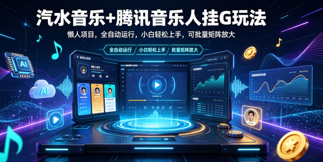 汽水音乐+腾讯音乐人挂G玩法，懒人项目，全自动运行，小白轻松上手，可批量矩阵放大【揭秘】|小鸡网赚博客