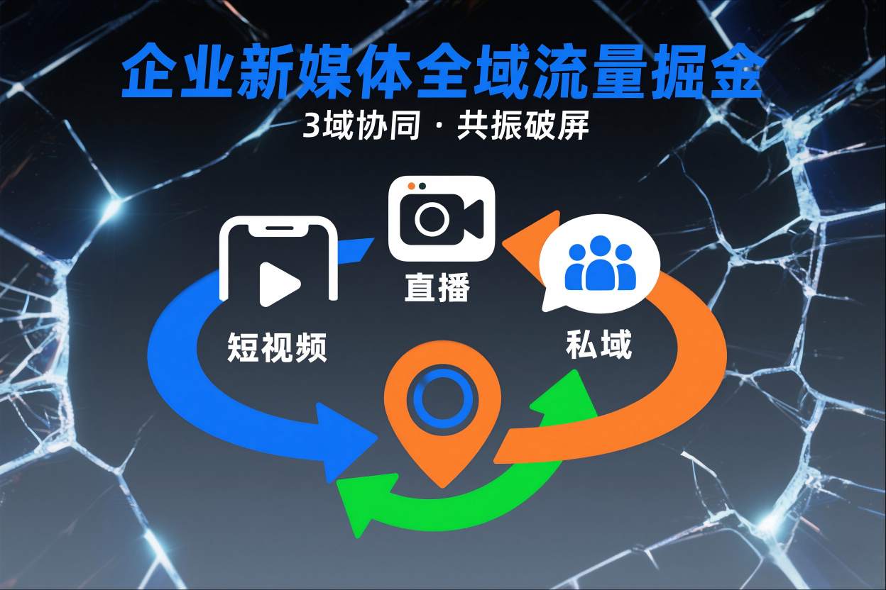 短视频全域商业模式，企业新媒体全域流量掘金，3域协同，共振破屏，短视频-直播-私域-地域|小鸡网赚博客