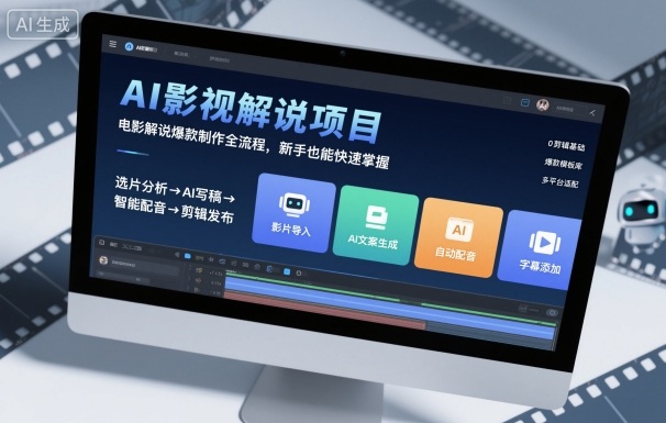 AI影视解说项目，电影解说爆款制作全流程，新手也能快速掌握|小鸡网赚博客