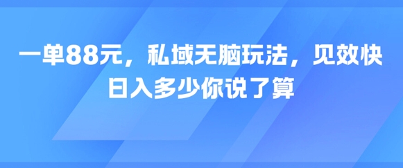 一单88元，私域无脑玩法，见效快，日入多少你说了算|小鸡网赚博客