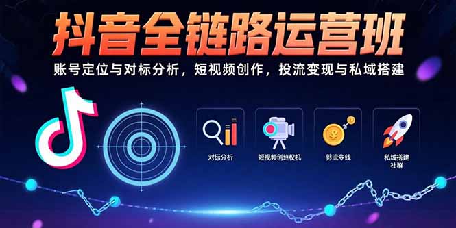 （15525期）抖音全链路运营班：账号定位与对标分析，短视频创作，投流变现与私域搭建|小鸡网赚博客