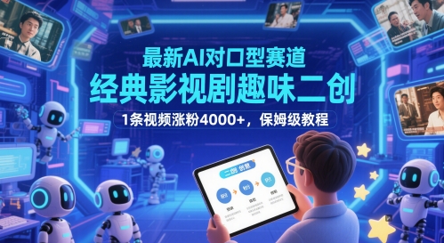 最新AI对口型赛道，经典影视剧趣味二创，1条视频涨粉4000+，保姆级教程|小鸡网赚博客